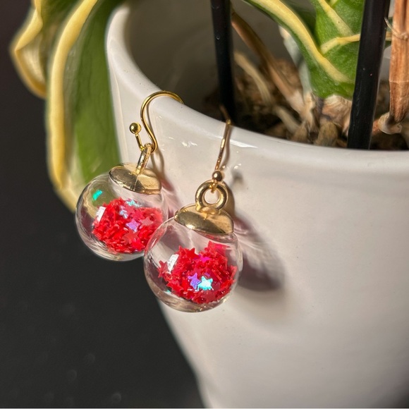 Red Wishing Ball Earrings - Picture 2 of 6